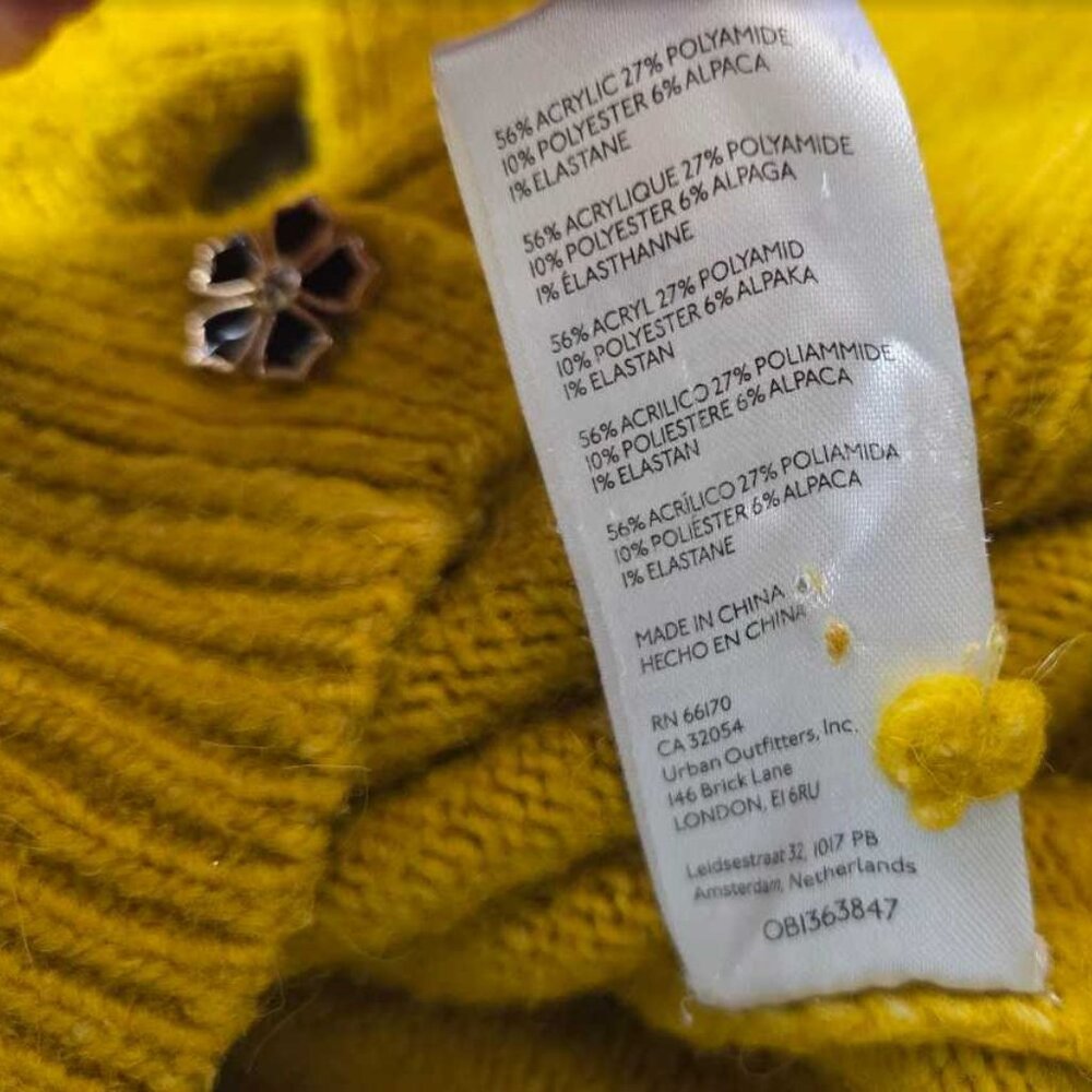 XL Maeve x Anthropologie chunky yellow lace cardigan sweater - Picture 7 of 12